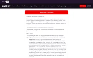 Bally Bet Casino – Terms and conditions