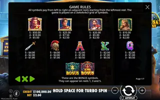 Medusa’s Stone – Paytable