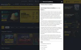 PricedUp Bet – Terms and conditions